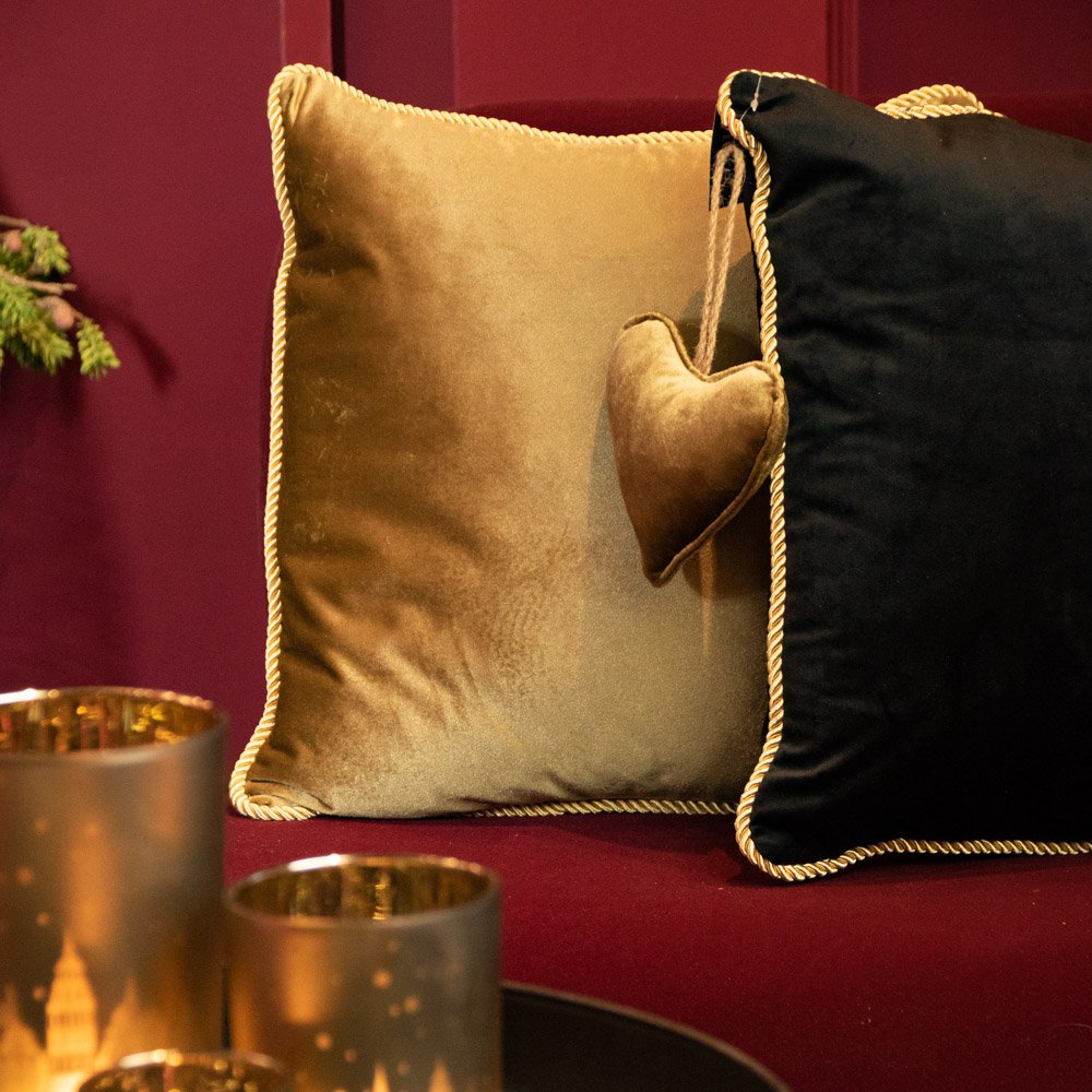 cuscino velluto oro nero 45x45 cm