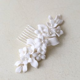 Horquillas nupciales de flores de cerámica hechas a mano