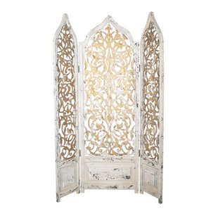 Raumteiler Weißgoldfarben, Holz 124x3x186 cm