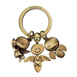 "3 engle" skytsengel nøglering - engle lykkeamulet - lykke engel