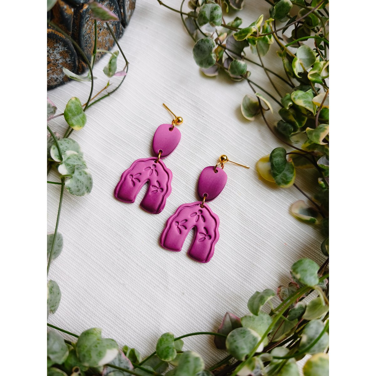 Boucles d'oreilles violettes avec effet ombré