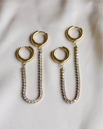 Chesil - Boucles d'oreilles chaîne double piercing