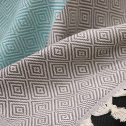 Copriletto in cotone Diamond grigio e verde turchese