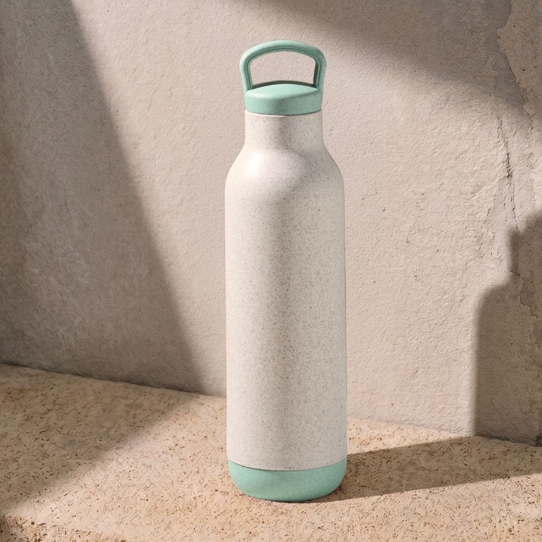Ecofy Earth Friendly Eco Spring Water Bottle for Office & Schools | Stainless Steel Water Bottle for Kids and Adults Made with Rice Husk | Leakproof |1 Unit, 900 ml | TUV Certified