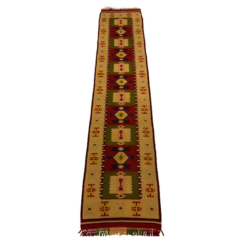Alfombra vintage de tejido estrecho hecha a mano