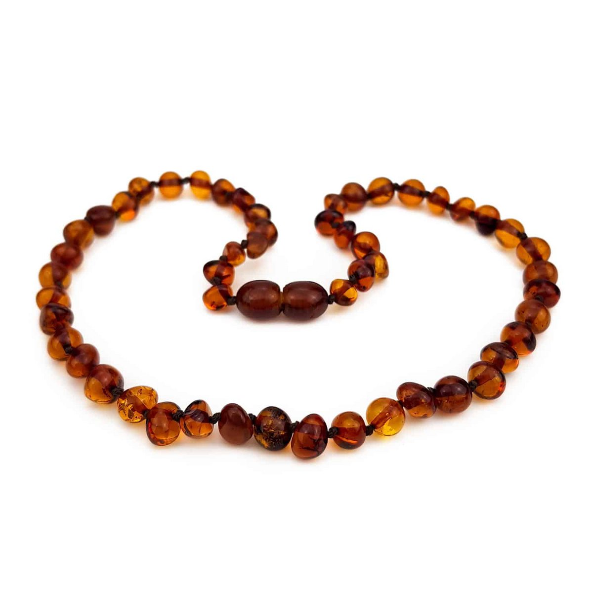 Baby/Kind – Bernsteinkette – runde Perlen – 33 cm – Cognac