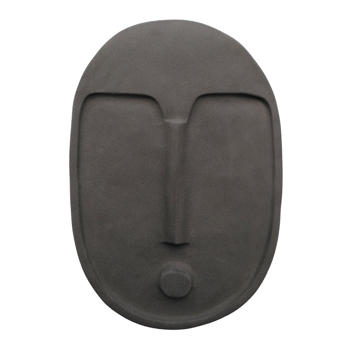 Masque de Décoration Murale Céramique Abstraite - Gris Anthracite