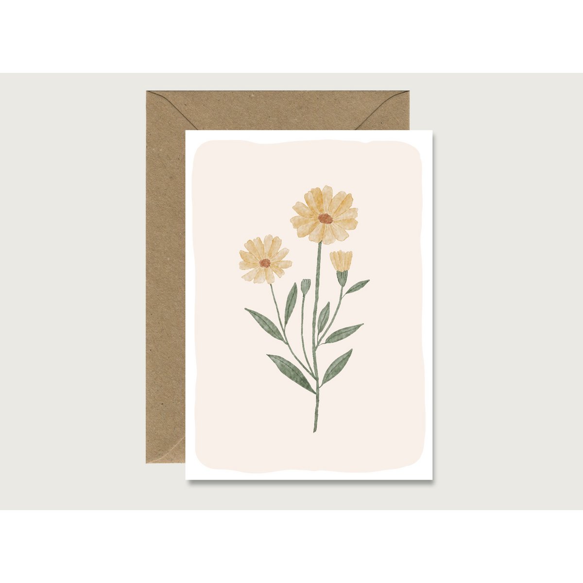 Neutrale kaart "Bloem" geel | Wenskaart vouwkaart kaart HART & PAPIER