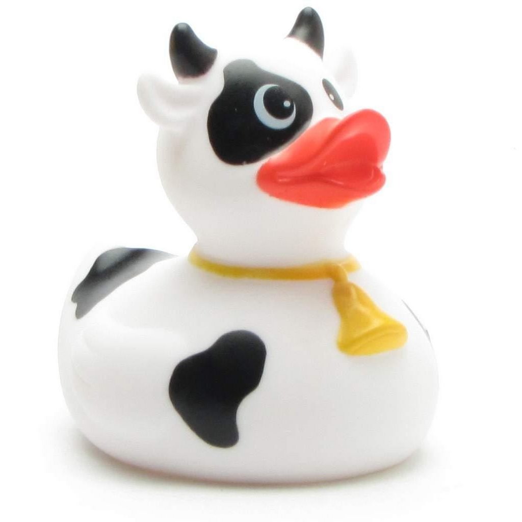 Study duck black and white cow rubber duck