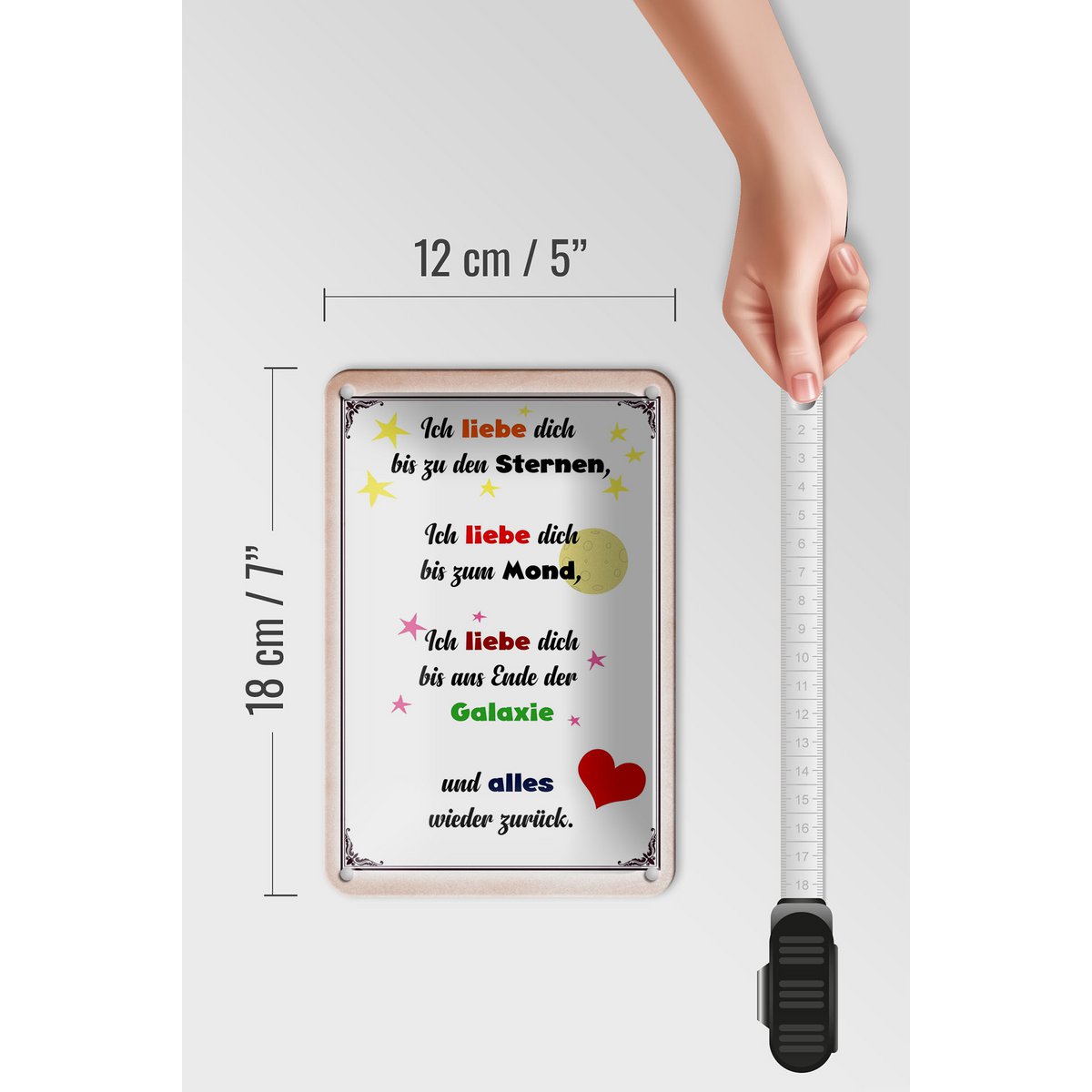Tin sign saying 12x18cm I love you to the stars decoration