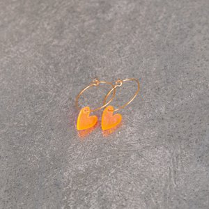 Oorbellen Hoops Lume Charms | Heart Neon Orange