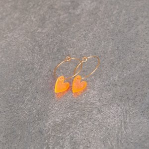 Oorbellen Hoops Lume Charms | Heart Neon Orange