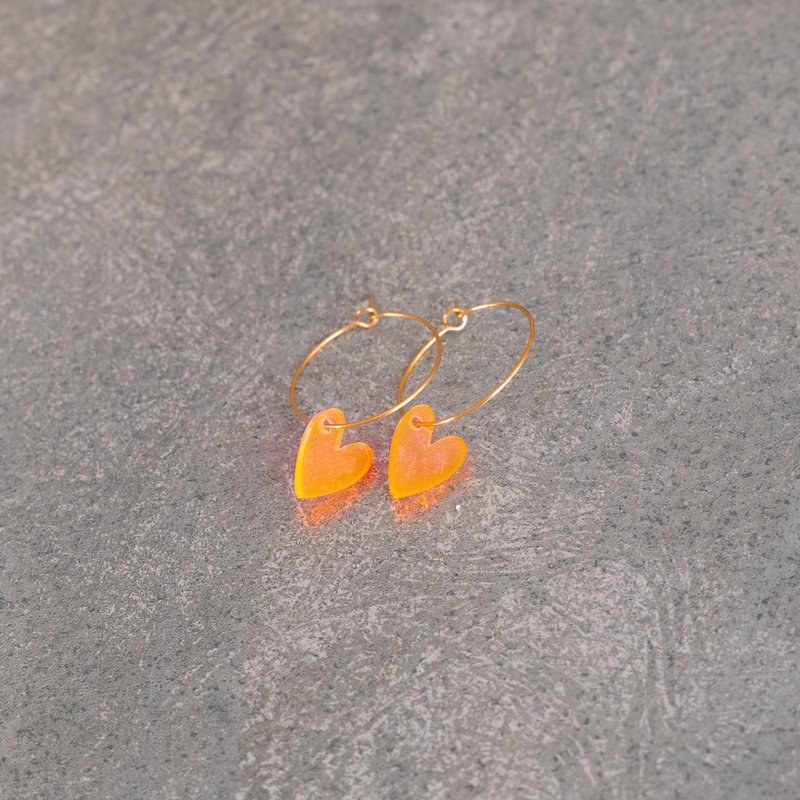 Pendientes aros lume encantos | Heart Neon Orange