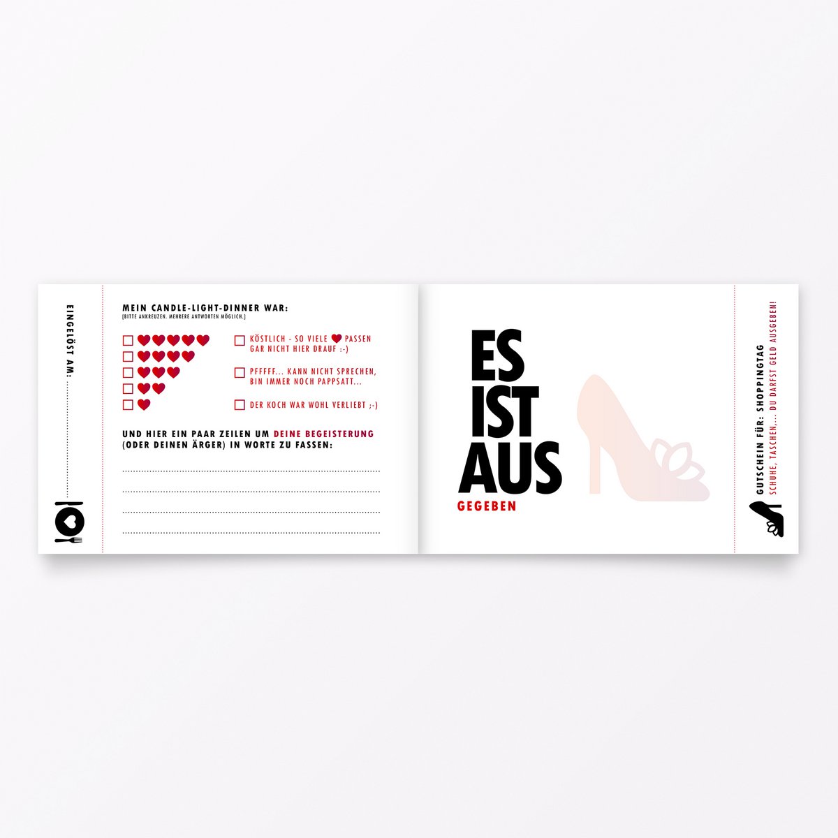 Gutscheinheft "Es ist aus" für die FRAU mit 6 Gutscheinen