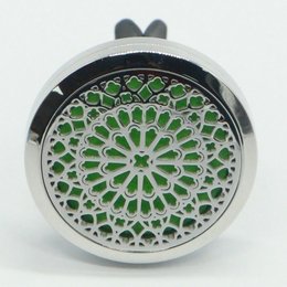 Difusor para coche Clip'Arôme - Rosetón - en acero inoxidable con secantes - Accesorio decorativo para aromaterapia - Idea de regalo