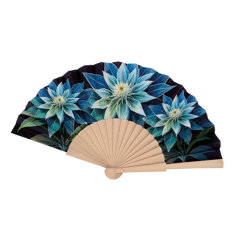Wooden fan "Edelweiss" 46x23x3cm