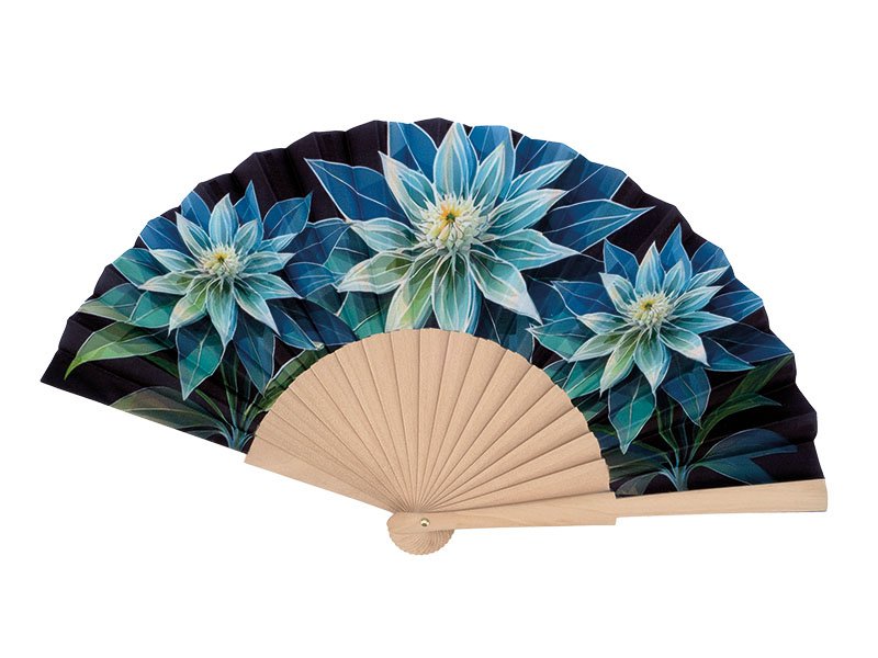 Wooden fan "Edelweiss" 46x23x3cm