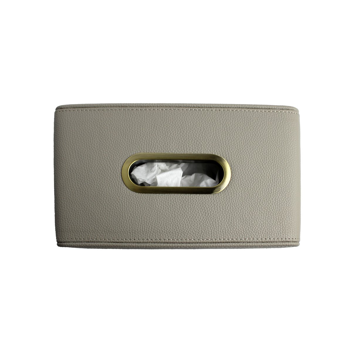 Tapping Box di stoffa in pelle sintetica grigio chiaro con apertura in ottone