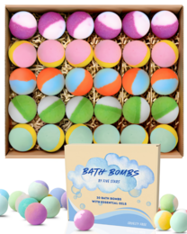 Bombes de bain - Lot de 30 pièces - 5 parfums différents - Rose, Jasmin, Lavande, Gingembre & Tea tree