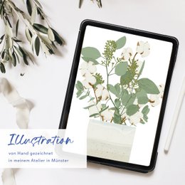 Postkarte Eukalyptus Baumwolle Vase