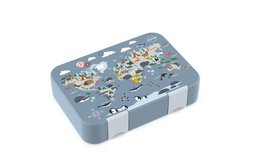 Fiambrera infantil estanca con compartimentos - Fiambrera Bento para guardería sin BPA - mapamundi con animales - JENARD