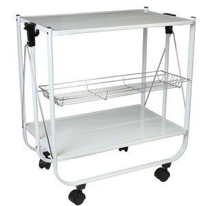 WHITE METAL FOLDING WAITER CABINET _68X40X70CM CU82626