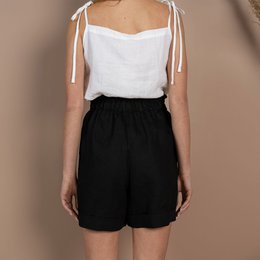100% Linen Shorts Demi Pure Black