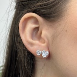 New Bling 9NB-0010 Silberohrstecker - Zirkonia Herz 6 mm - silberfarben
