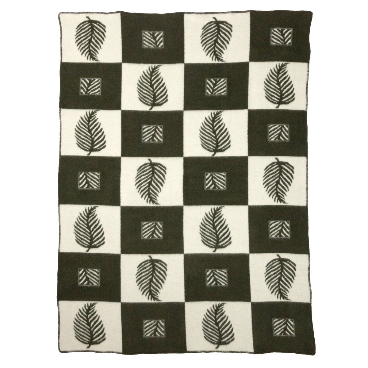 Manta de cama de lana merino verde HOJA