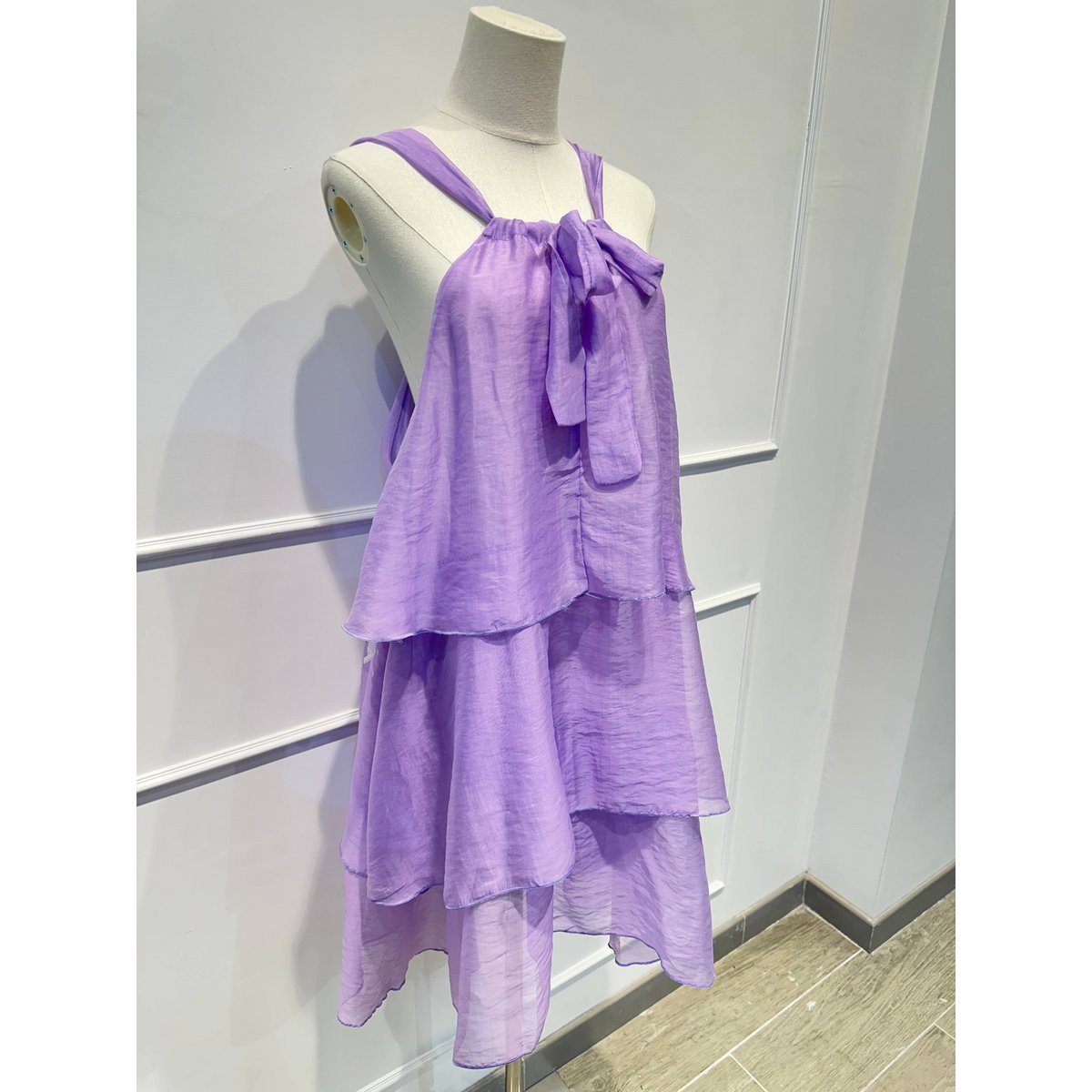 Robe à Volants à Bretelles et Nœud Déco - LYOCELL - 7746