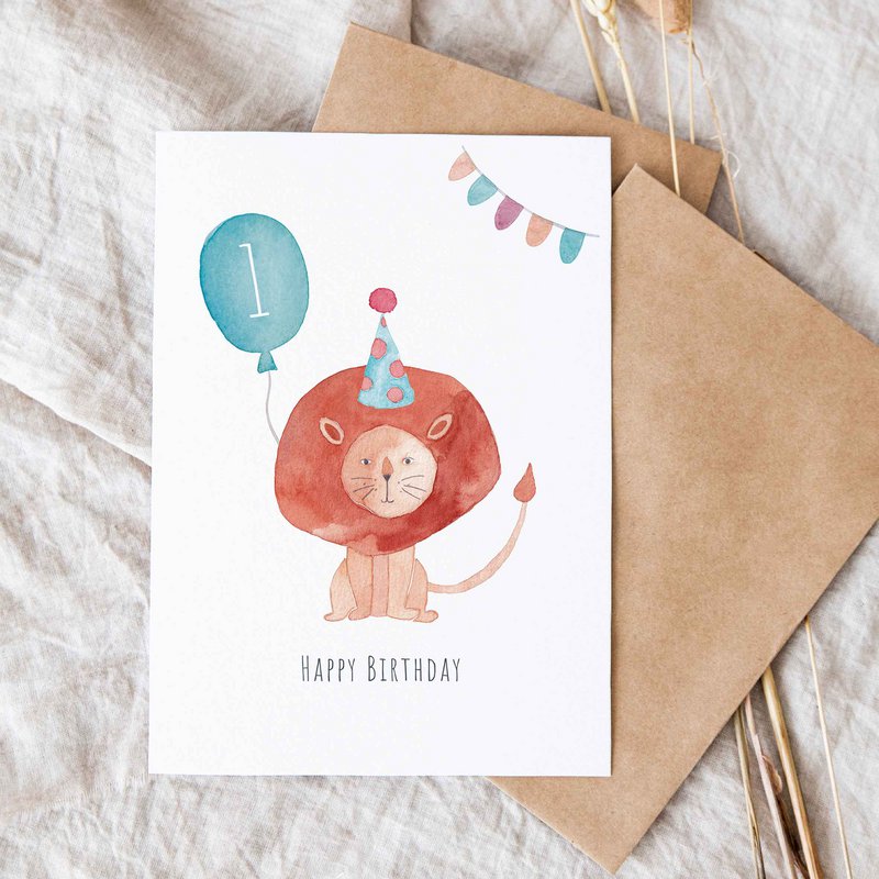 Faltkarte "Kindergeburtstag Löwe"