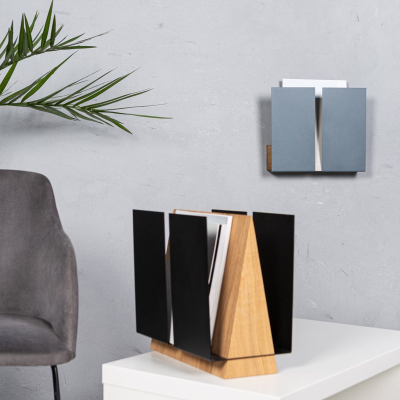 Wandtijdschriftenrek WINGS, wit, grijs, groen, zwart