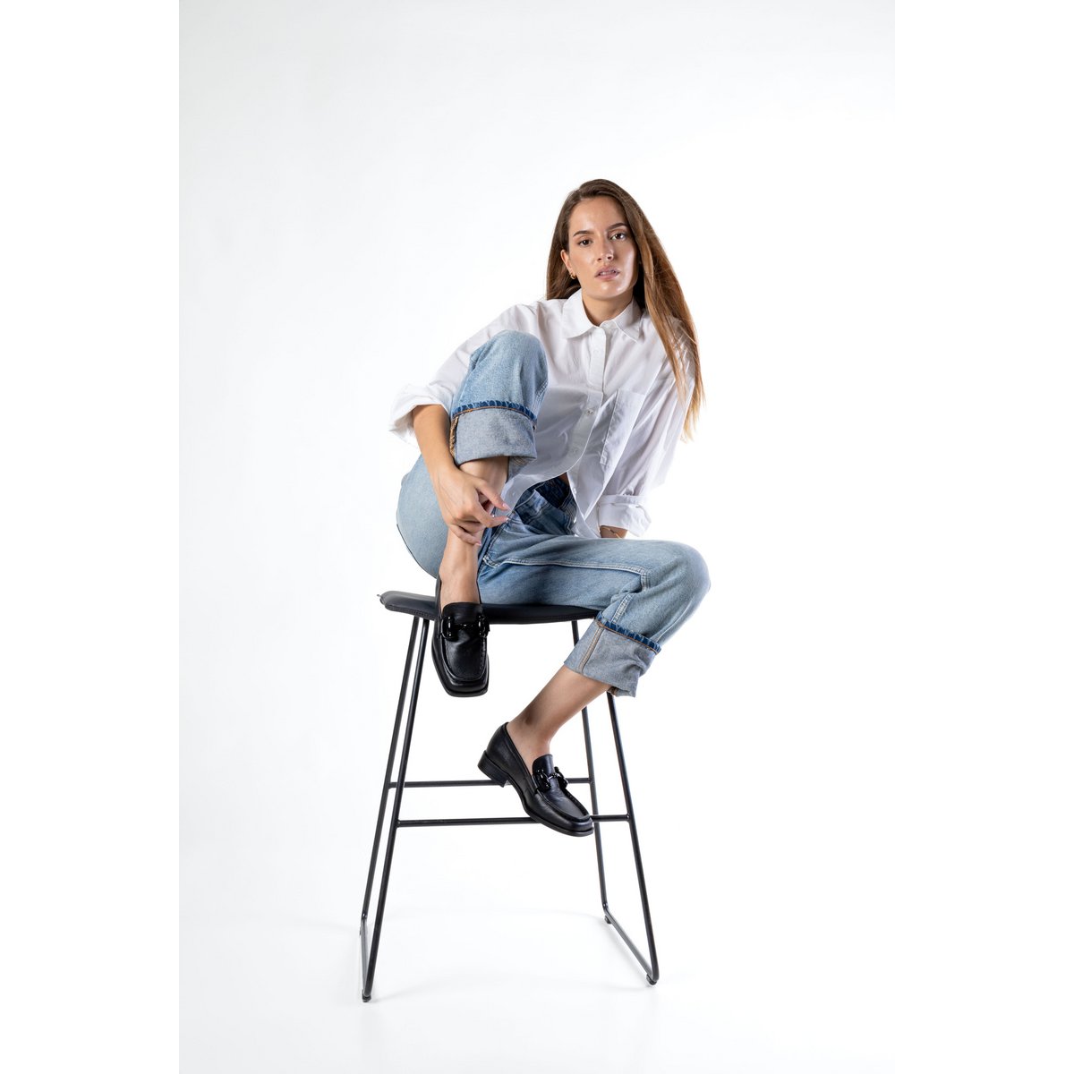 ZOE PATENT BLACK – Loafer met vierkante neus en paardenbitafwerking