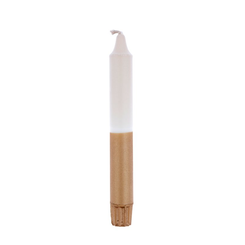 Dip dye dinner candle beige/white/gold