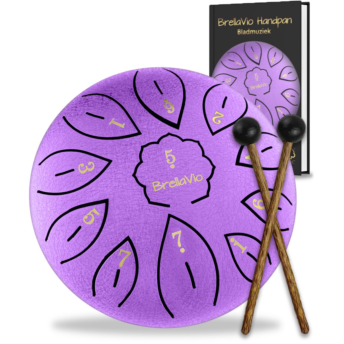 BrellaVio Handpan mit Übungsbuch – Lila – 16 cm