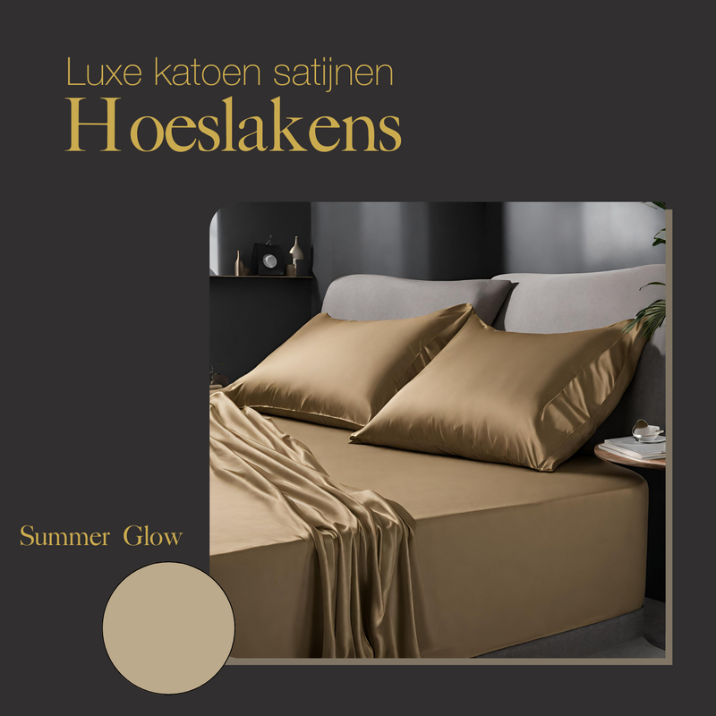 100% Cotton Satin Fitted Sheet Summer Glow
