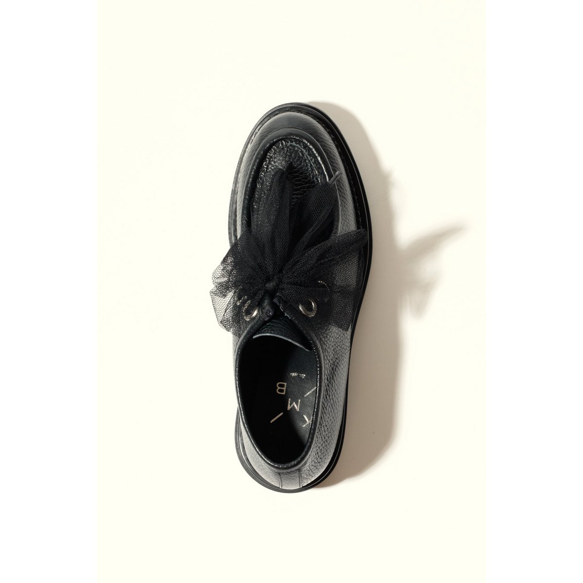 ODDA BLACK- Chaussures Wallabee à semelle épaisse avec lacets en tulle