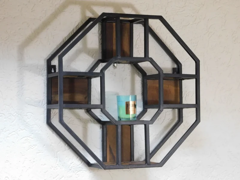 Industriel M Vægstativ – ottekantet – mangotræ og metal