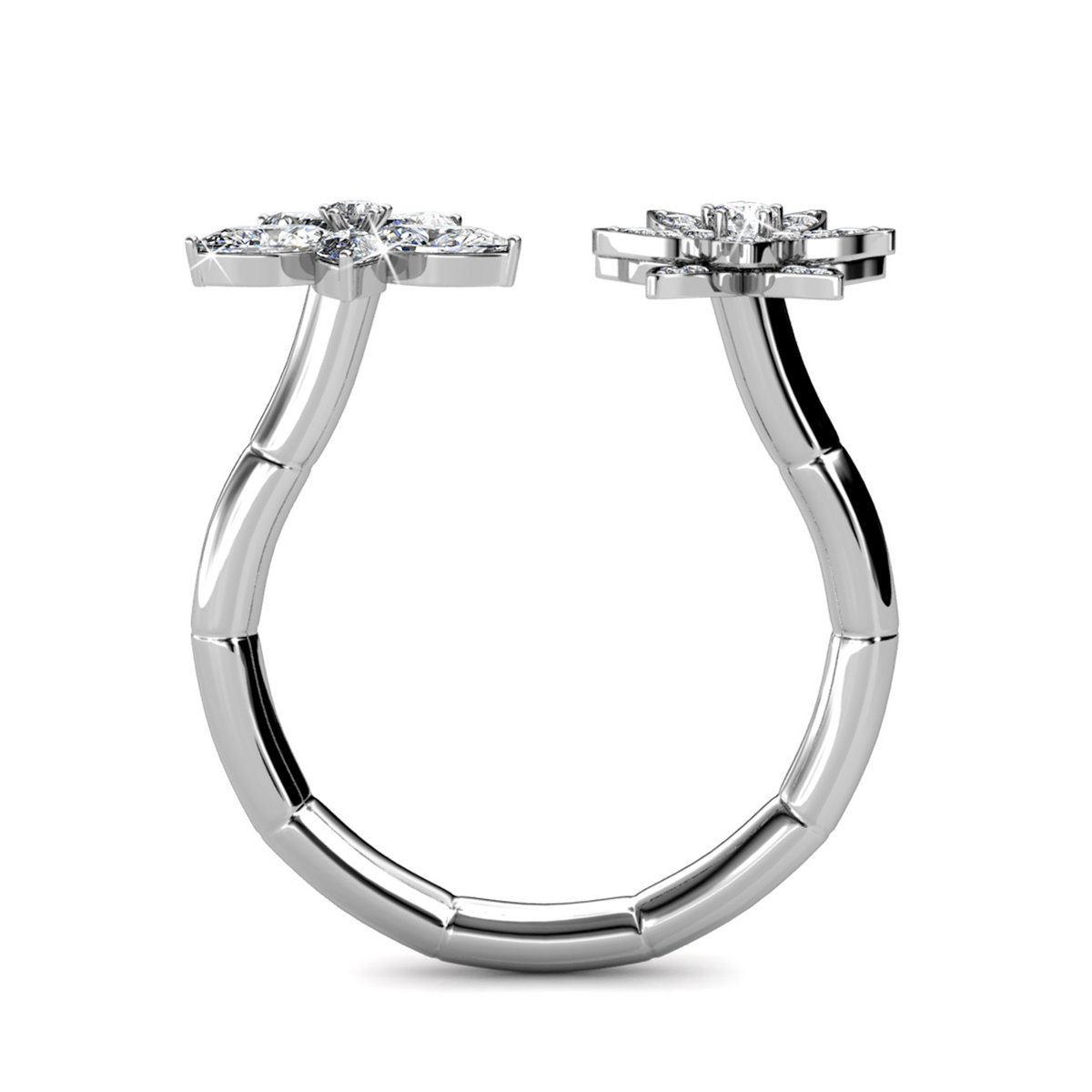 Broederlijke bloeiring - zilver en kristal