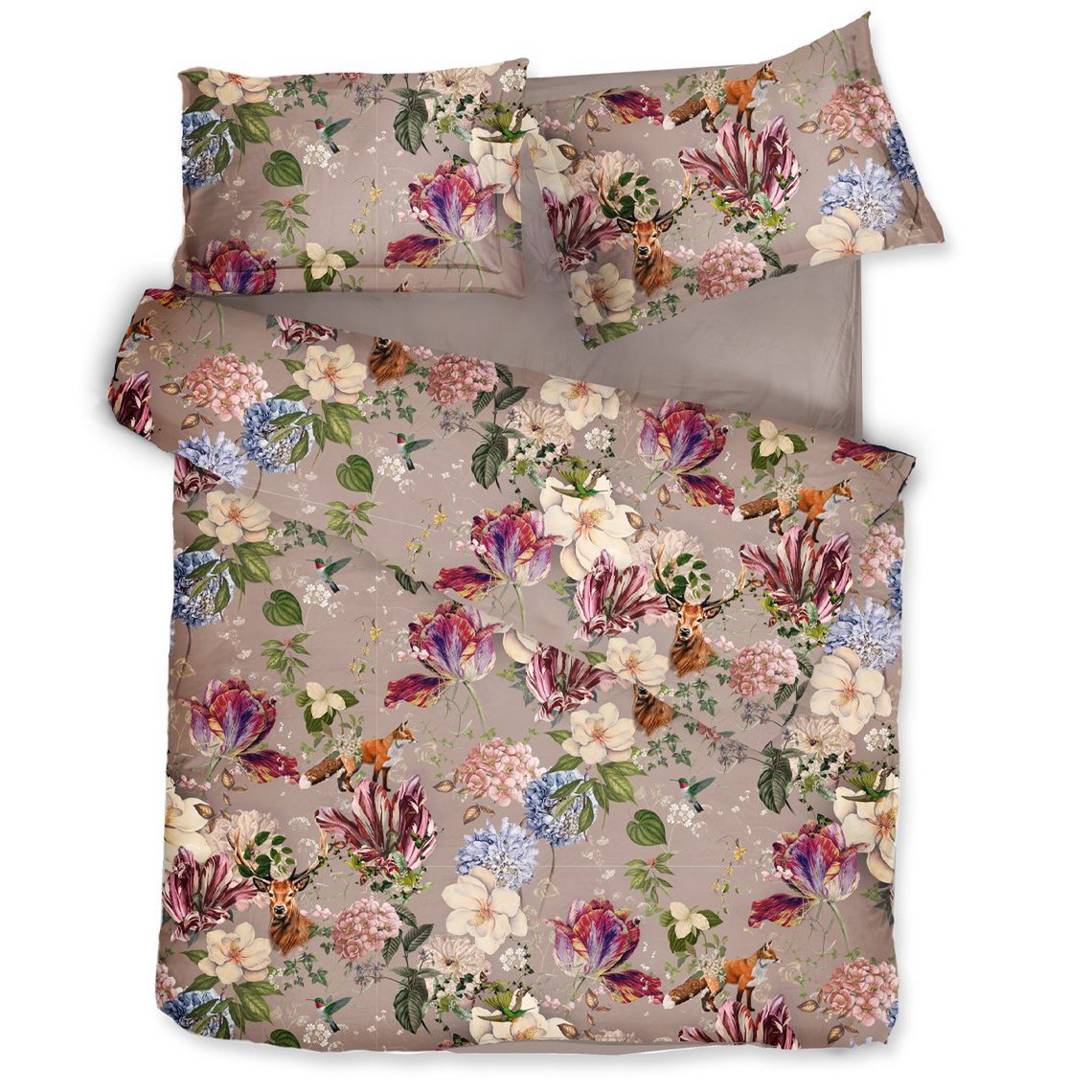 Satijnen beddengoedset Magic Garden Grey Cliff