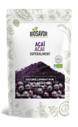Organic acai powder supplement, 100g. Contains antioxidants and nutrients from the acai berry. Suitable for a healthy diet and lifestyle.