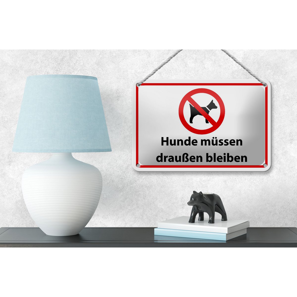 Tin sign notice 18x12cm dogs must stay outside decoration