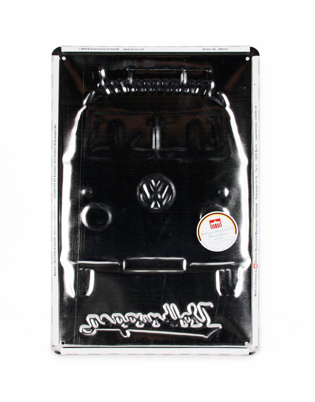 Volkswagen VW T1 Bus Metalskilt 20x30cm - Samba Stripes/Rød