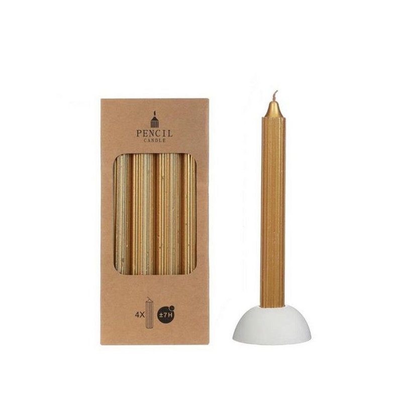 Bleistiftkerze H.20 Ø2,2 cm Gold Metallic Set 4