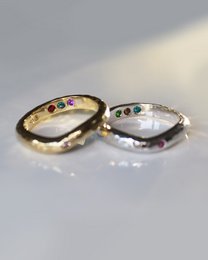 Pre-Set Hidden Inner Strength Ring Silver Hammered