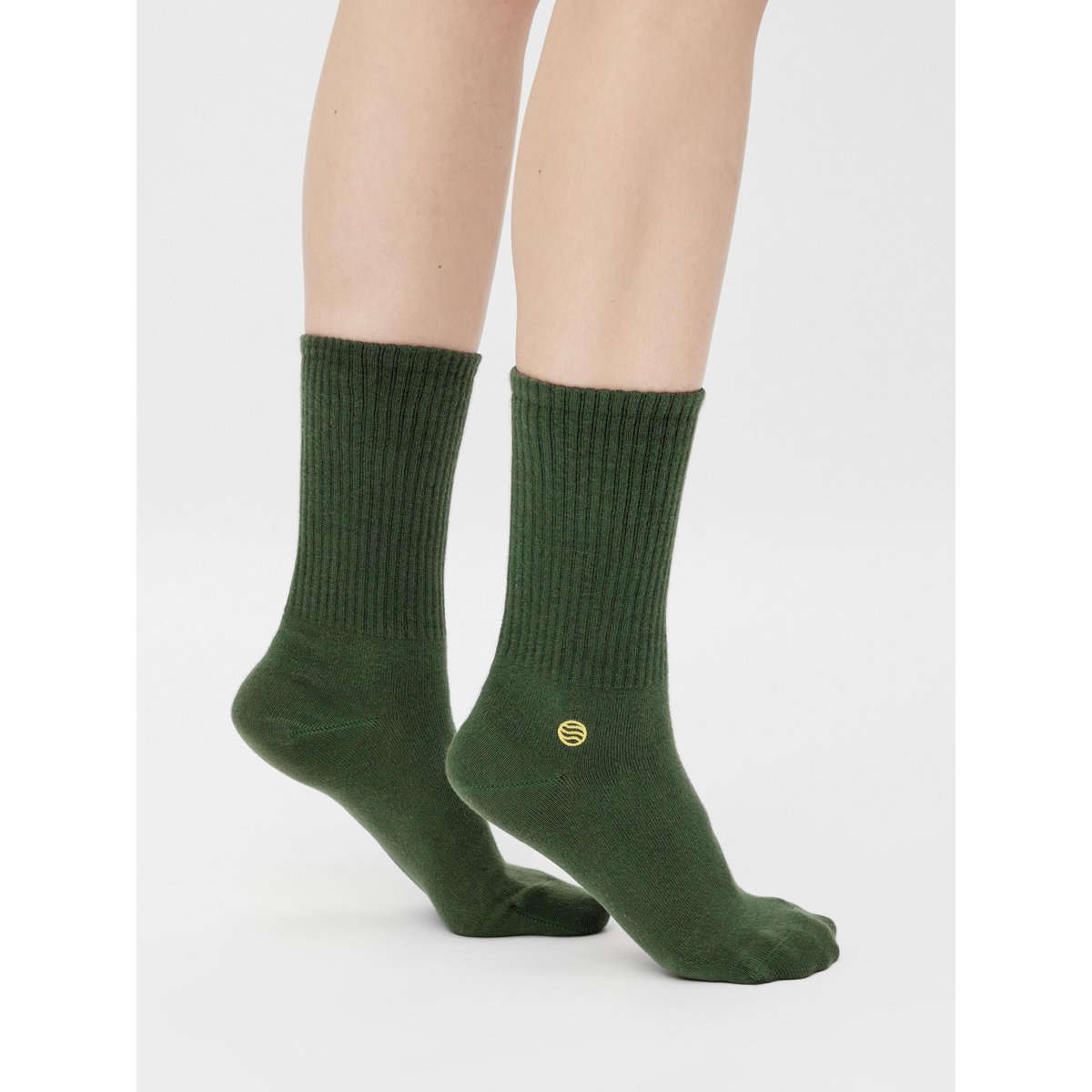 Bio Socken Retro Style - Grüne Tennissocken mit gesticktem Logo