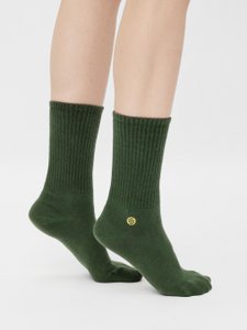 Bio Socken Retro Style - Grüne Tennissocken mit gesticktem Logo