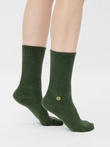 Bio Socken Retro Style - Grüne Tennissocken mit gesticktem Logo