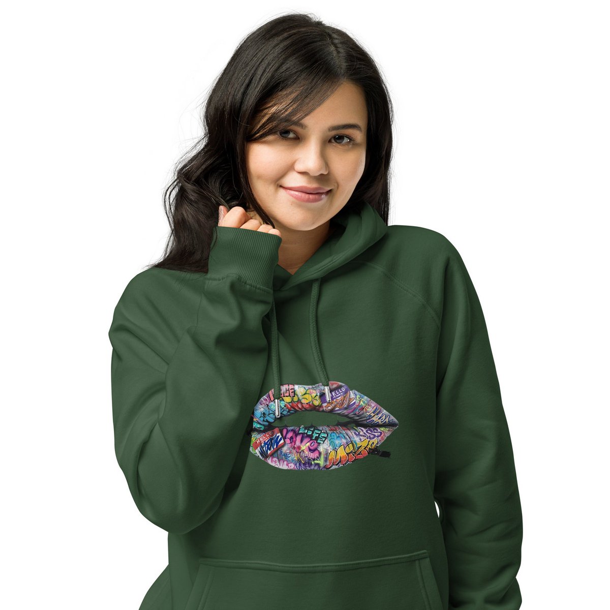 Lipstickjungle unisex økologisk raglan hættetrøje