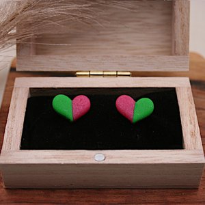 Kinderohrringe Little Heart Green & Ruby